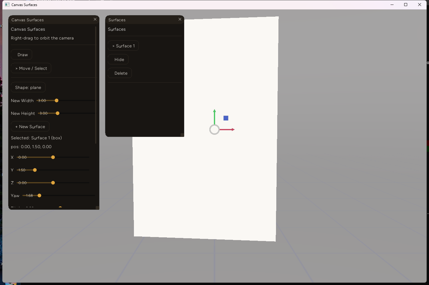 A white box surface rotated to show a real 3D corner, with a diagonal edge where the front face meets a receding side face