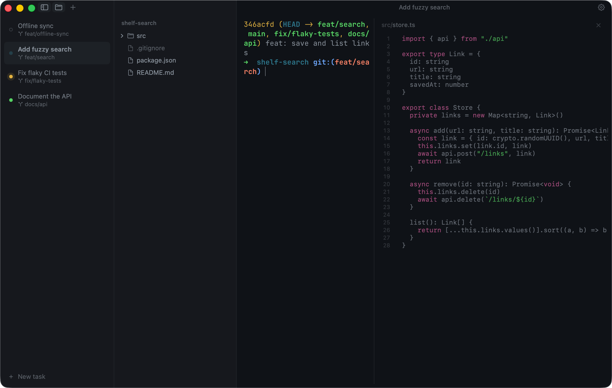 Farol file explorer pane showing project tree with syntax highlighting and line numbers